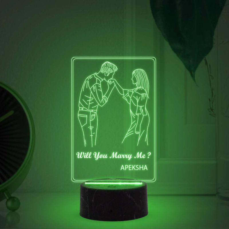Will you marry me couple night lamp with Multicolored Light Customized with Name Gift for Wife, Husband